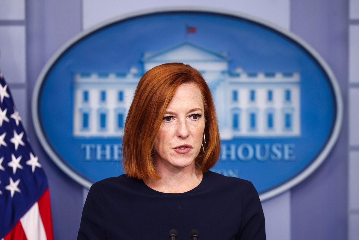 <i>Kevin Dietsch/Getty Images</i><br/>White House press secretary Jen Psaki returned to the White House briefing room Friday for the first time since testing positive for Covid-19