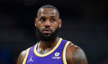 Los Angeles Lakers' LeBron James (6) in action during the first half of an NBA basketball game against the Indiana Pacers