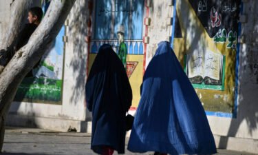 Women will be barred from appearing in television dramas in Afghanistan under the Taliban's new media restrictions. Women are shown here walking along a street in Kandahar on November 13