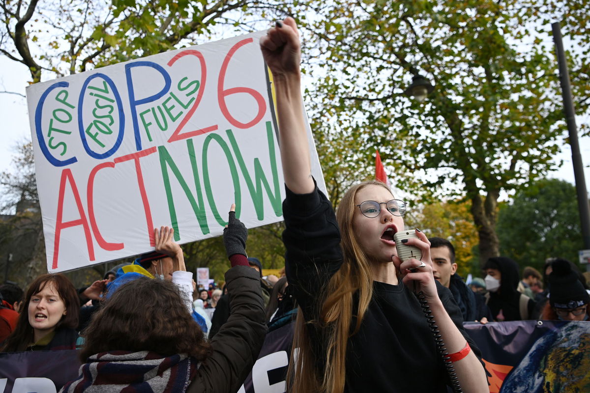 <i>Jeff J Mitchell/Getty Images Europe/Getty Images</i><br/>Young protestors demonstrated in Glasgow