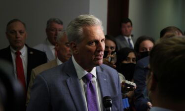 House Minority Leader Kevin McCarthy said Thursday that he would reinstate Reps. Paul Gosar of Arizona and Marjorie Taylor Greene of Georgia on committees -- potentially even "better" ones -- if Republicans win back the House after next year's midterms. McCarthy is shown here at the U.S. Capitol July 28