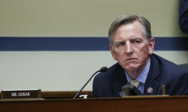 Republican Rep. Paul Gosar posted a photoshopped anime video to his Twitter and Instagram accounts showing him appearing to kill Democratic Rep. Alexandria Ocasio-Cortez and attacking President Joe Biden. Gosar is shown here at a House Oversight and Reform Committee hearing in Washington