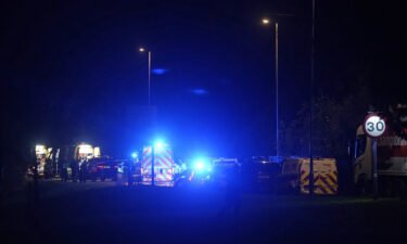 Emergency services near the scene of a train crash in Salisbury.
