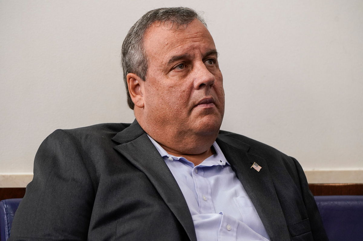 <i>Joshua Roberts/Getty Images/FILE</i><br/>Former New Jersey Gov. Chris Christie listens as then-President Donald Trump speaks during a news conference in September 2020 in the Briefing Room of the White House in Washington