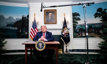 Former President Donald Trump's latest procedural attempt to keep secret documents from his presidency about the January 6 insurrection quickly failed overnight. Trump is shown here at the White House in Washington