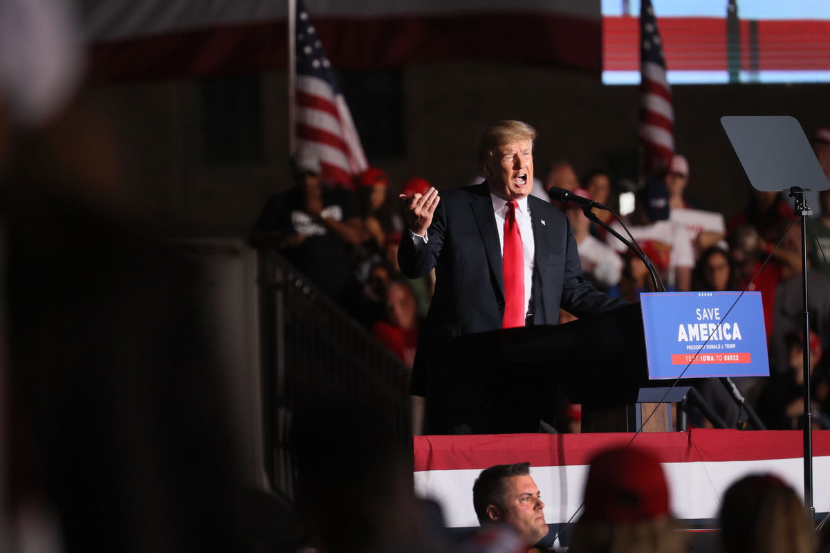 <i>Scott Olson/Getty Images</i><br/>A pair of payments the Republican National Committee made to a law firm representing former President Donald Trump is raising questions among former and current GOP officials about the party's priorities. Trump is shown here during a rally at the Iowa State Fairgrounds on October 9