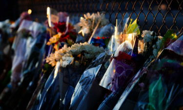 Flowers are seen outside of the canceled Astroworld festival at NRG Park on November 7