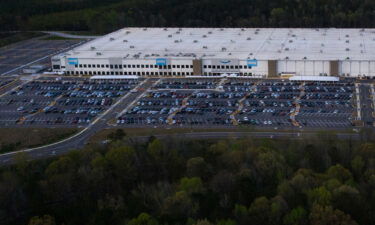 In an aerial view from a drone