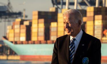 U.S. President Joe Biden speaks about the recently passed $1.2 trillion Infrastructure Investment and Jobs Act at the Port of Baltimore on November 10