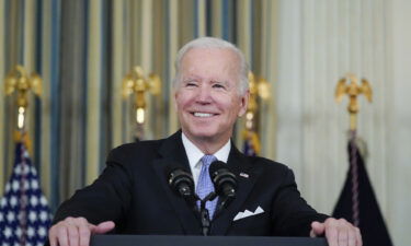 President Joe Biden is expected to pardon turkeys Peanut Butter and Jelly this afternoon. Biden is shown here in the State Dinning Room of the White House