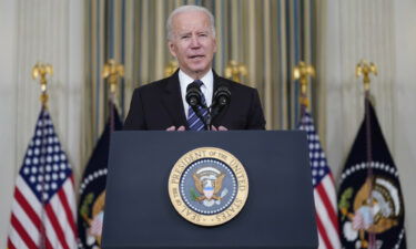 President Joe Biden delivers remarks on the October jobs report from the State Dining Room of the White House