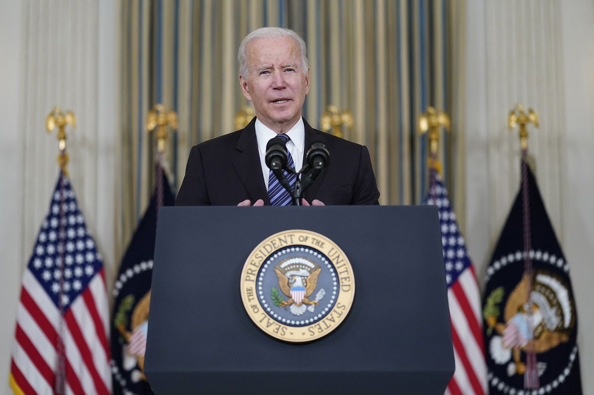 <i>Evan Vucci/AP</i><br/>President Joe Biden delivers remarks on the October jobs report from the State Dining Room of the White House