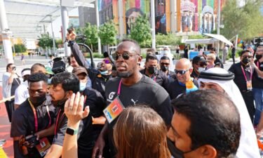 Jamaican sprinter Usain Bolt arrives for a charity run at the Expo 2020