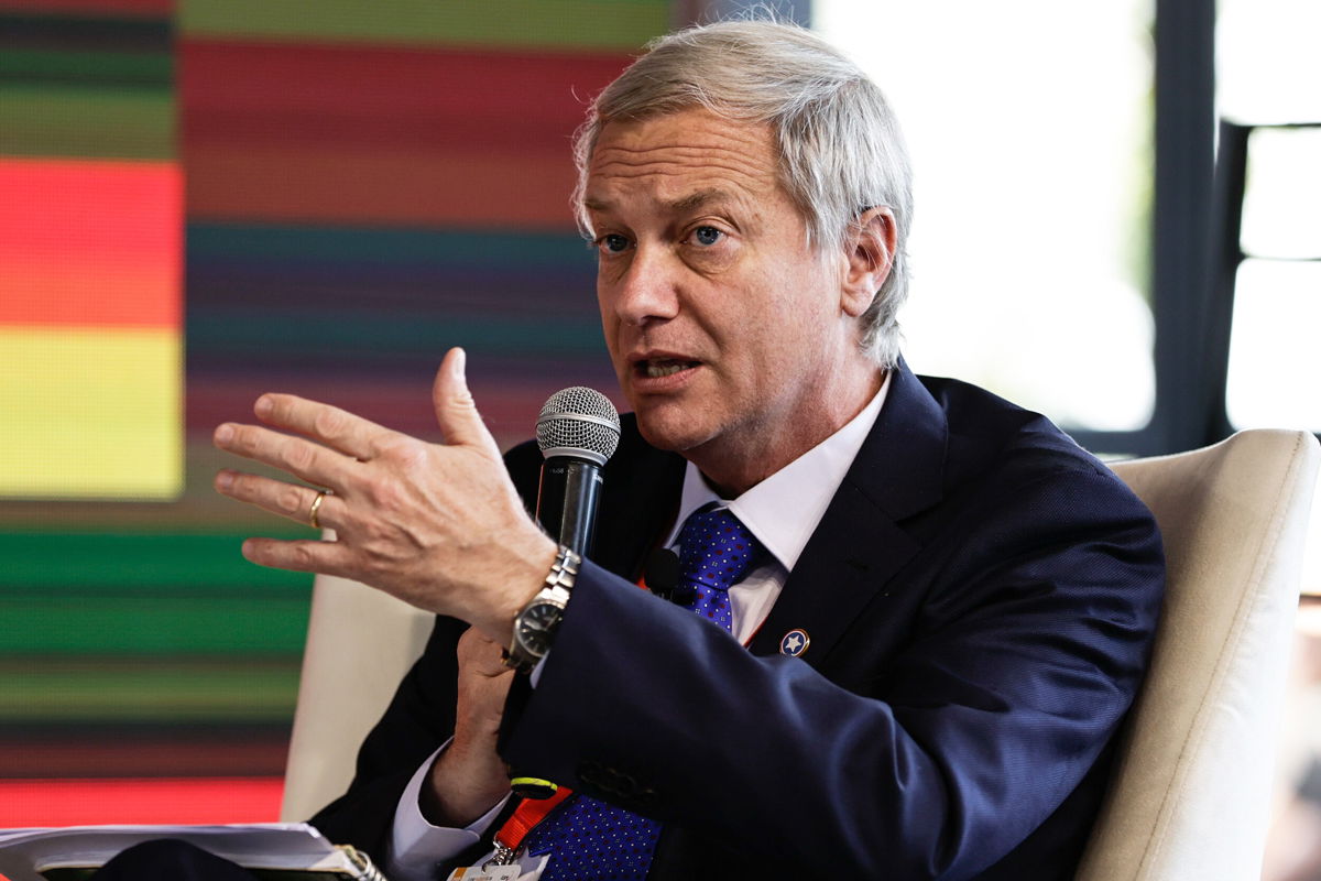 <i>Alberto Valdes/EFE/Sipa USA</i><br/>Jose Antonio Kast at a presidential debate during the National Business Meeting in Santiago