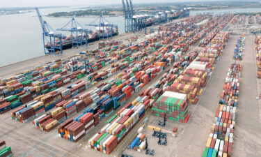 An aerial view of the container port of Felixstowe