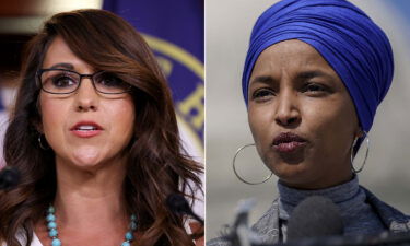 Republican Rep. Lauren Boebert of Colorado (left) and Democratic Rep. Ilhan Omar of Minnesota