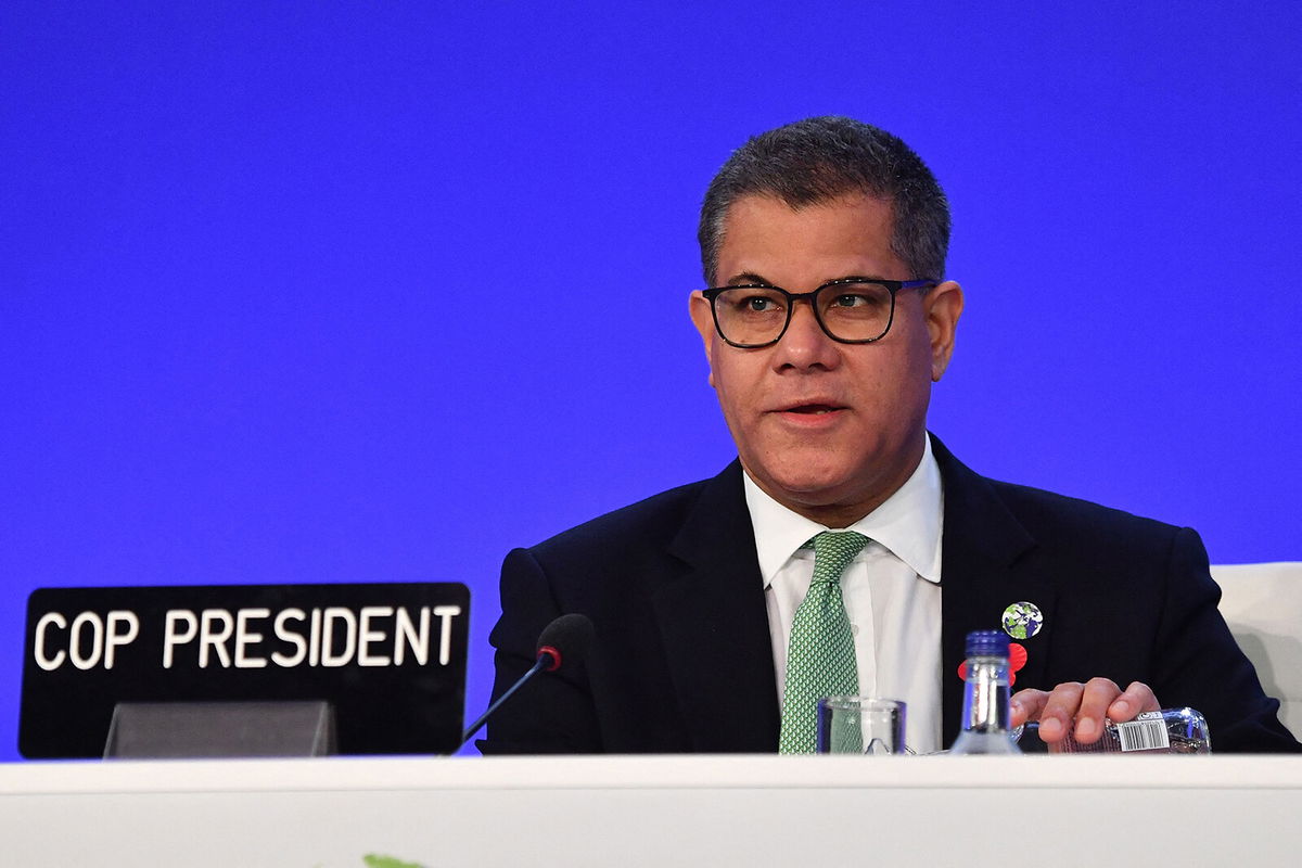 <i>Ben Stansall/AFP/Getty Images</i><br/>COP26 President Alok Sharma during the climate conference in Glasgow on Saturday.