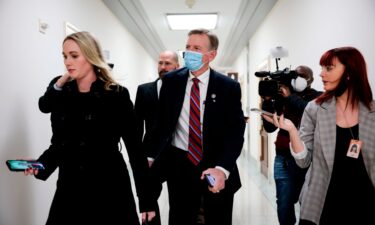 Rep. Paul Gosar (R-AZ) arrives to his office on Capitol Hill on Nov 17