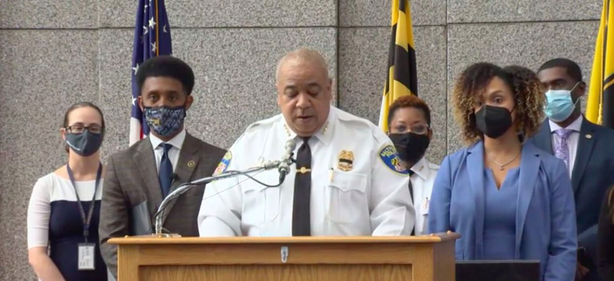 <i>WBAL</i><br/>Baltimore Police Commissioner Michael Harrison said that investigators arrested Manzie Smith Jr.