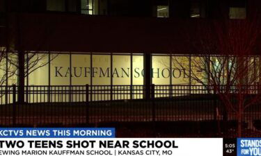 Two teenagers were hospitalized in a shooting outside of the Kauffman School in Kansas City.