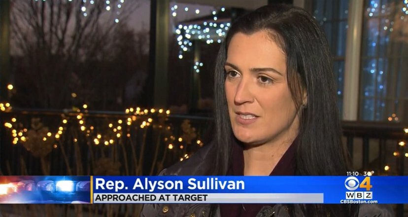 <i>WBZ</i><br/>Massachussets State Rep. Alyson Sullivan talks about an incident in which she said a man tried to lure her out of her car in a Target parking lot.