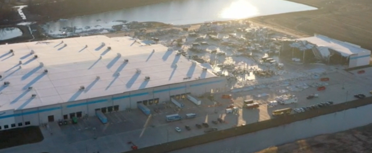 Amazon fulfillment center destroyed in Edwardsville, Illinois