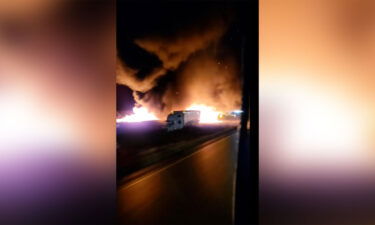 Icy conditions on I-94 cause crashes and vehicle runoffs in Wisconsin. Video from motorist Mike Olsen shows a large fire on I-94 early December 23 near Osseo