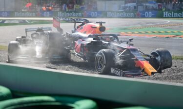 Verstappen's car ended up on top of Hamilton's at the Italian Grand Prix in September.