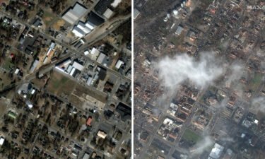 Satellite images reveal the scale of the tornadoes devastation.