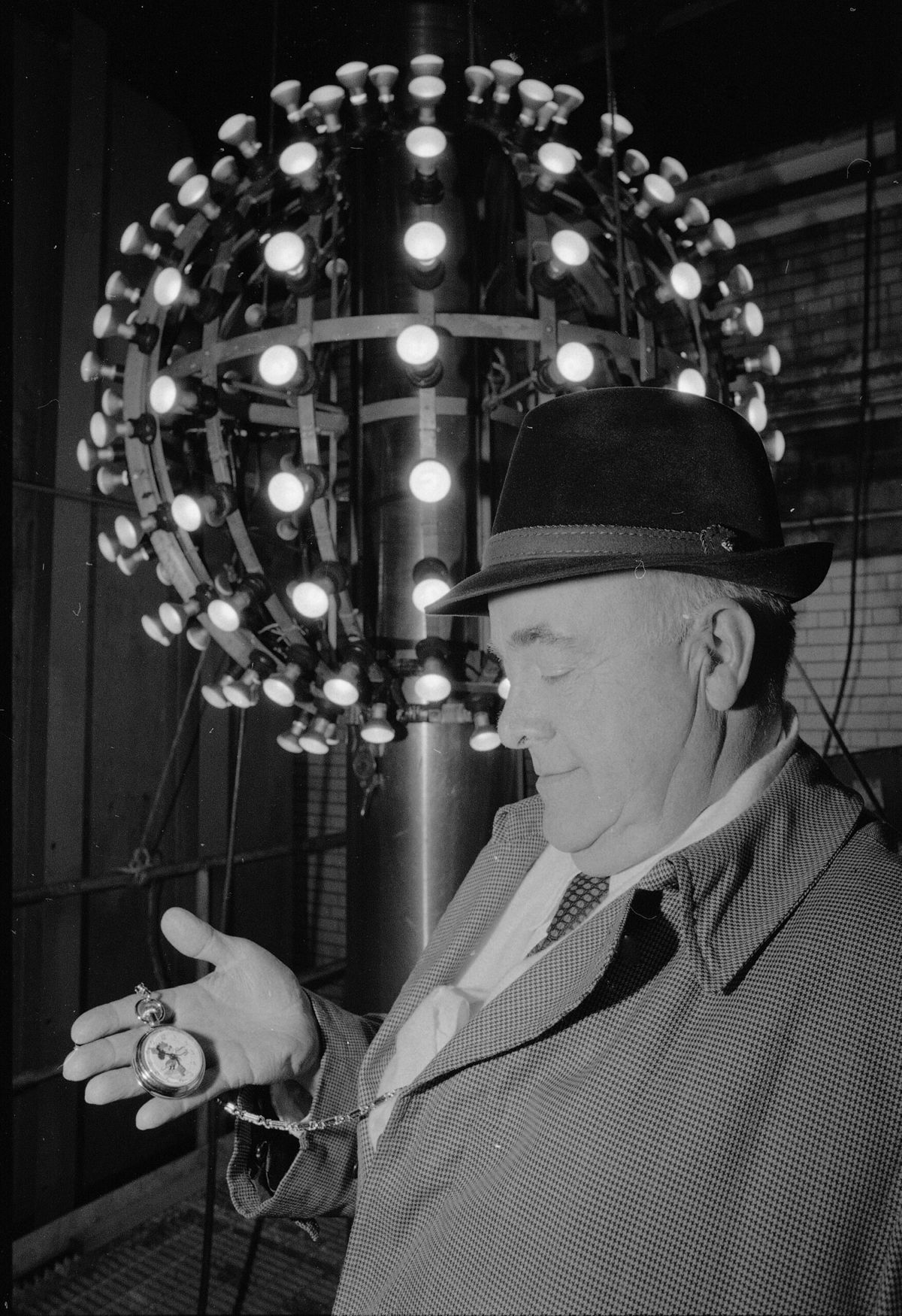 <i>David Handschuh/AP</i><br/>One design of the New Year's Ball was an aluminum cage outfitted with lightbulbs.