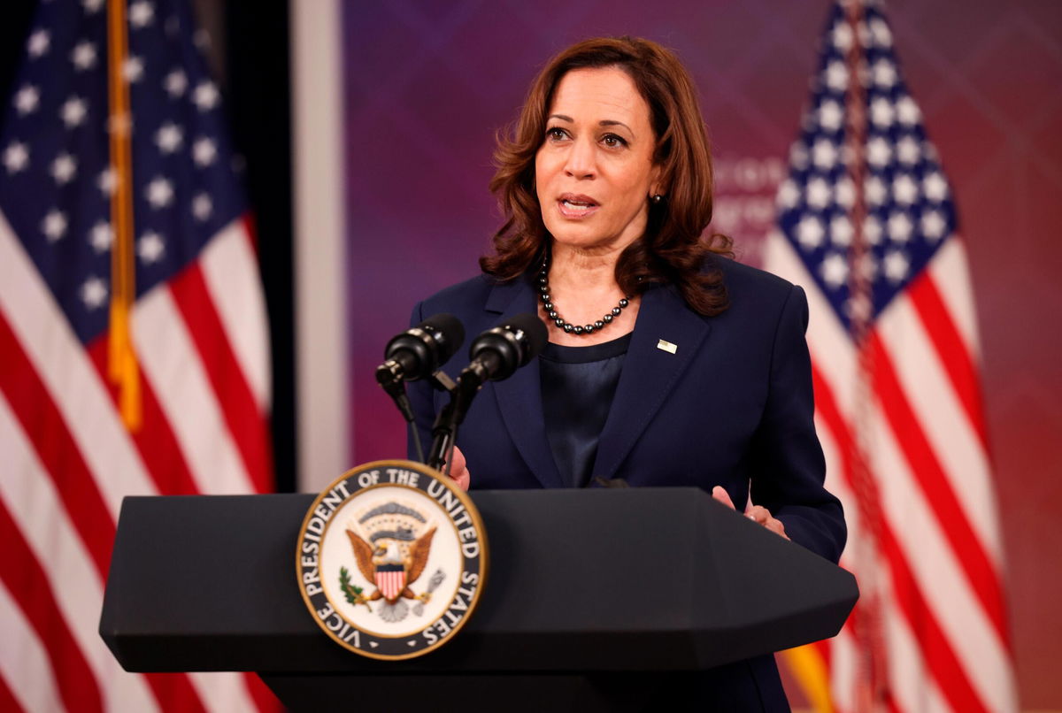 <i>Kevin Dietsch/Getty Images North America/Getty Images</i><br/>Vice President Kamala Harris will announce a new slate of commitments from the private sector to invest in the Northern Triangle