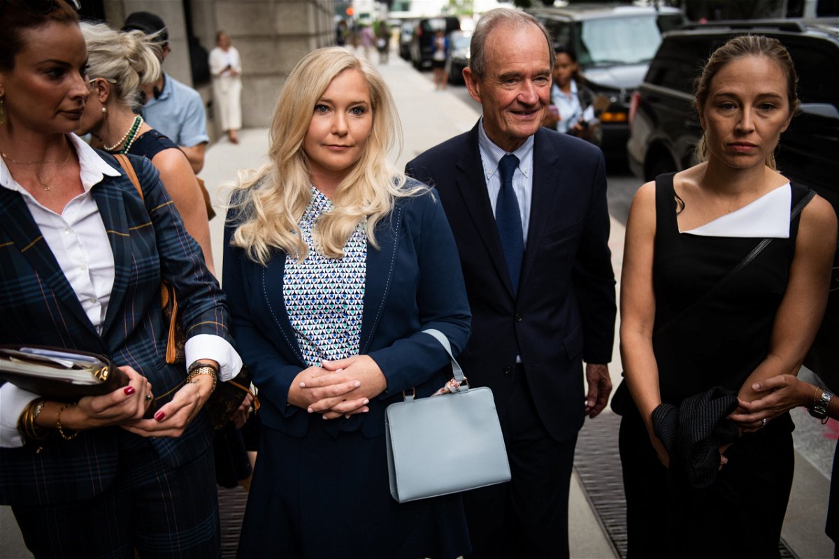 <i>Mark Kauzlarich/Bloomberg/Getty Images</i><br/>Prince Andrew's attorneys claim court does not have jurisdiction over Virginia Giuffre lawsuit. David Boies (center right) is seen here with Giuffre (center left) at federal court in New York
