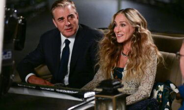 Chris Noth and Sarah Jessica Parker seen on the set of "And Just Like That..." in Madison Square Park on November 07