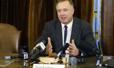 State senator Doug Ericksen dies a month after telling a local radio station he was sick with Covid-19 while in El Salvador. Ericksen is seen here at the Capitol on February 2