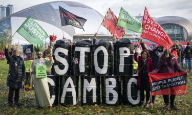 Activists from Friends of the Earth during a demonstration in early November calling for an end to all new oil and gas projects in the North Sea.