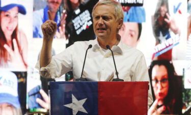 Chilean presidential candidate Jose Antonio Kast of the Republican Party speaks to supporters during the presidential elections campaign closing rally on November 18 in Santiago