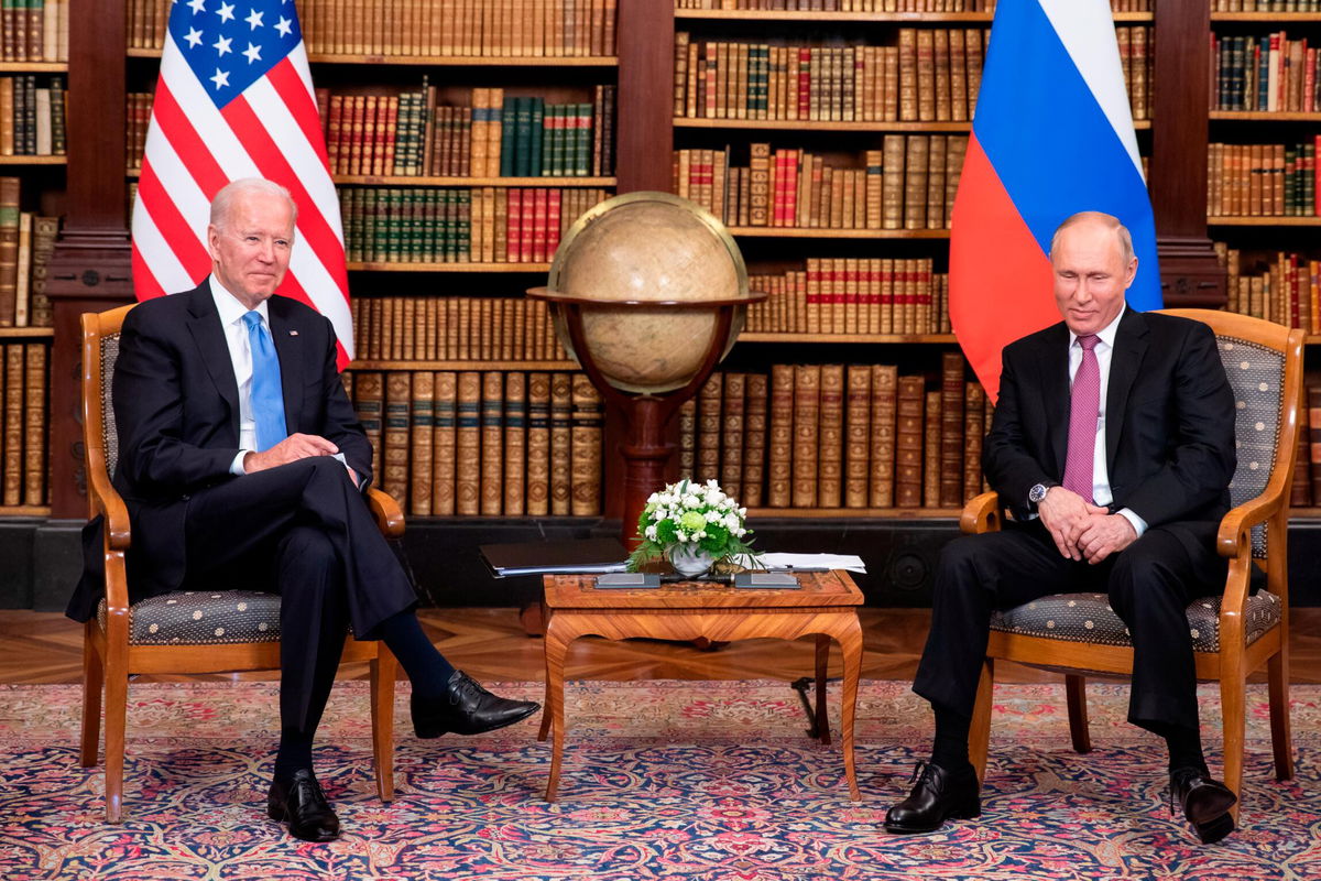 <i>Pool/Getty Images</i><br/>President Joe Biden (L) and Russian President Vladimir Putin meet during the U.S.-Russia summit on June 16