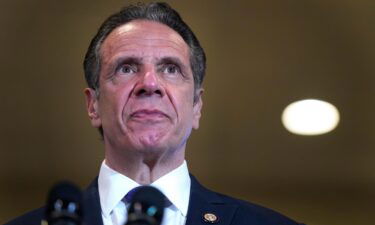 Then-Gov. Andrew Cuomo speaks at a pop-up vaccination site