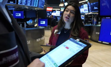 Trader Ashley Lara works on the floor of the New York Stock Exchange