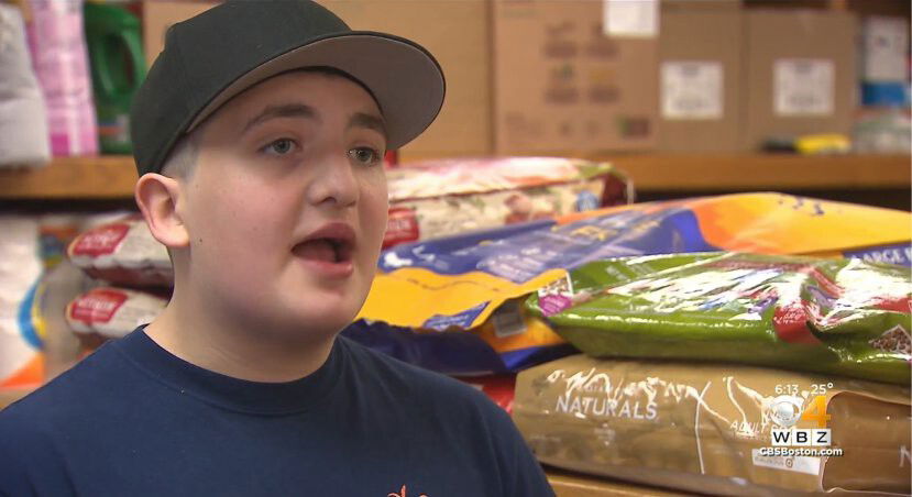 <i>WBZ</i><br/>Shane McColgan talks about the Shane Gives Thanks Food Pantry he started in Carver