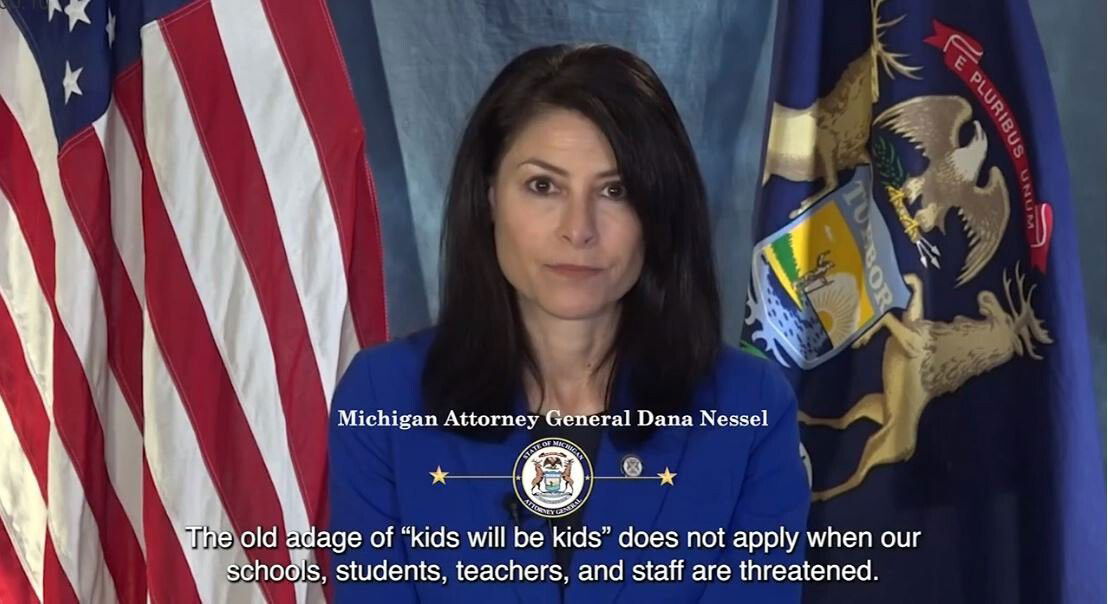 <i>WNEM</i><br/>Michigan Attorney General Dana Nessel released a new video highlighting the seriousness of making threats against schools.