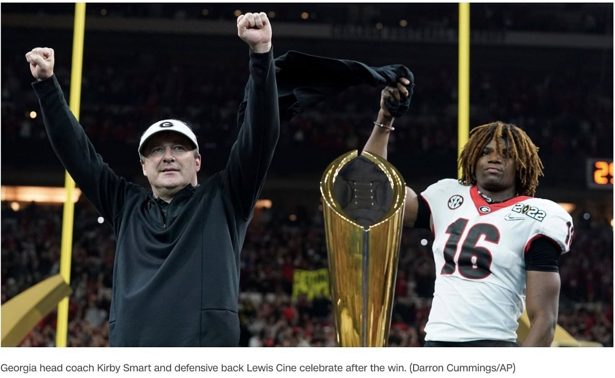 <i>Darron Cummings/AP</i><br/>Georgia quarterback Stetson Bennett completed 17 of 26 passes and threw two touchdowns to lead the Bulldogs to their first win over their Southeastern Conference rival since 2007.