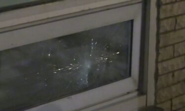 A cracked window at a Chicago Synagogue is shown. Police reported multiple Jewish businesses and synagogues were vandalized over the weekend.