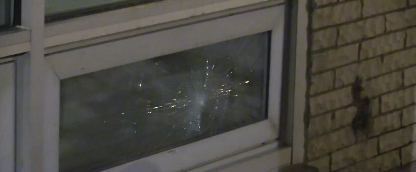 <i>WBBM</i><br/>A cracked window at a Chicago Synagogue is shown. Police reported multiple Jewish businesses and synagogues were vandalized over the weekend.