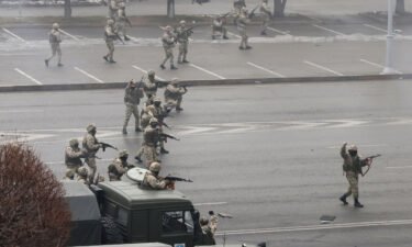 Security forces are seen in Kazakhstan as protests continued into January 5.
