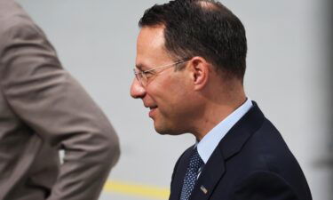 Pennsylvania Attorney General Josh Shapiro speaks with people as he awaits a speech from U.S. President Joe Biden at Mack Truck Lehigh Valley Operations on July 28