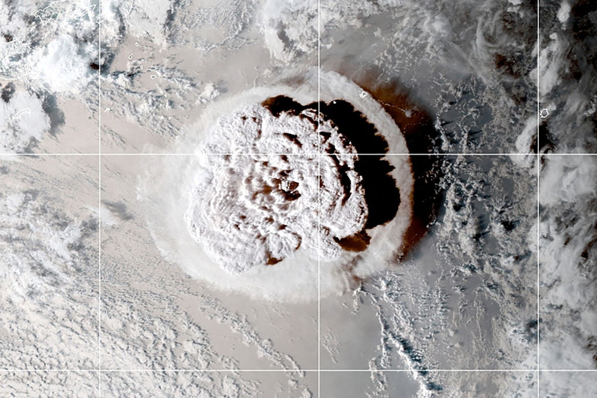 <i>CIRA/NOAA/Reuters</i><br/>The eruption of an underwater volcano off Tonga on Saturday