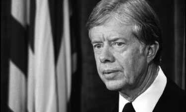 President Jimmy Carter giving a speech on the economy and inflation in March 1980