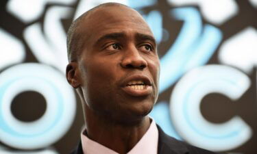 Newly appointed state Surgeon General Dr. Joseph Ladapo speaks during a press conference at Neo City Academy in Kissimmee