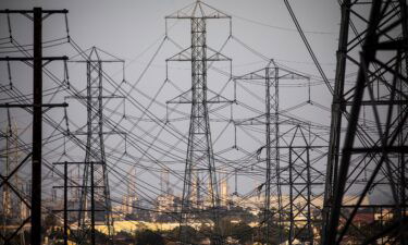 Overhead electric power lines photographed in Redondo Beach